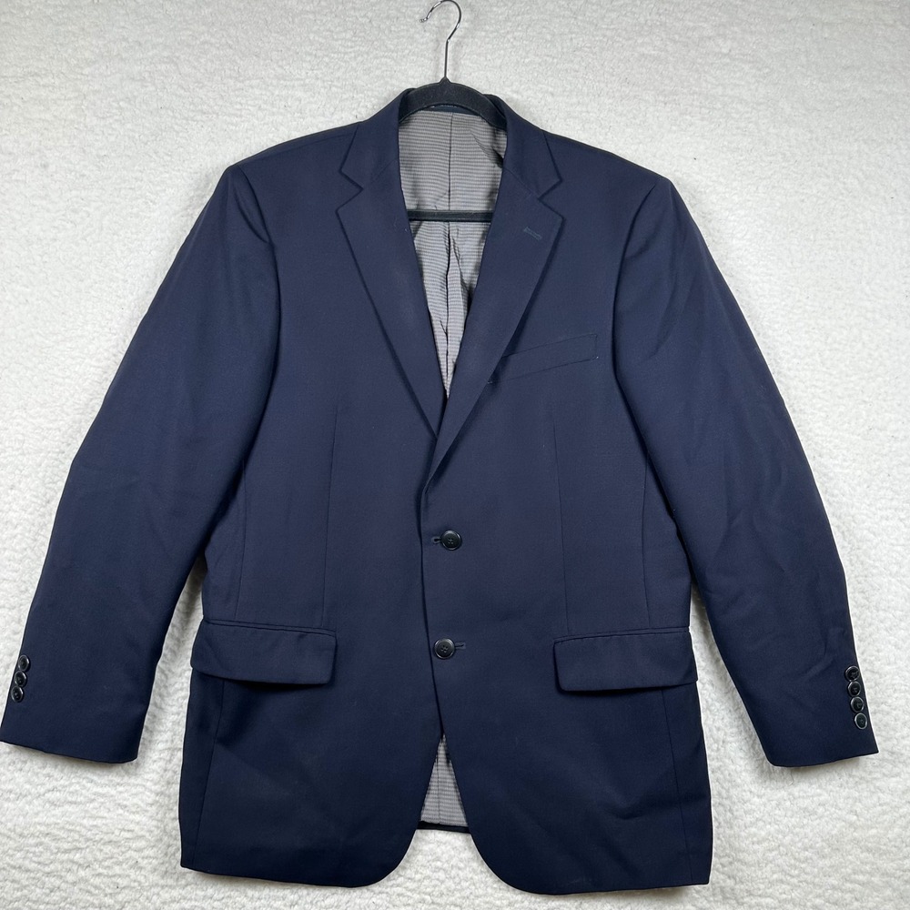 Hart Schaffner Marx Blazer Men Sport Coat Two Button USA 42R Navy Blue Old Money
